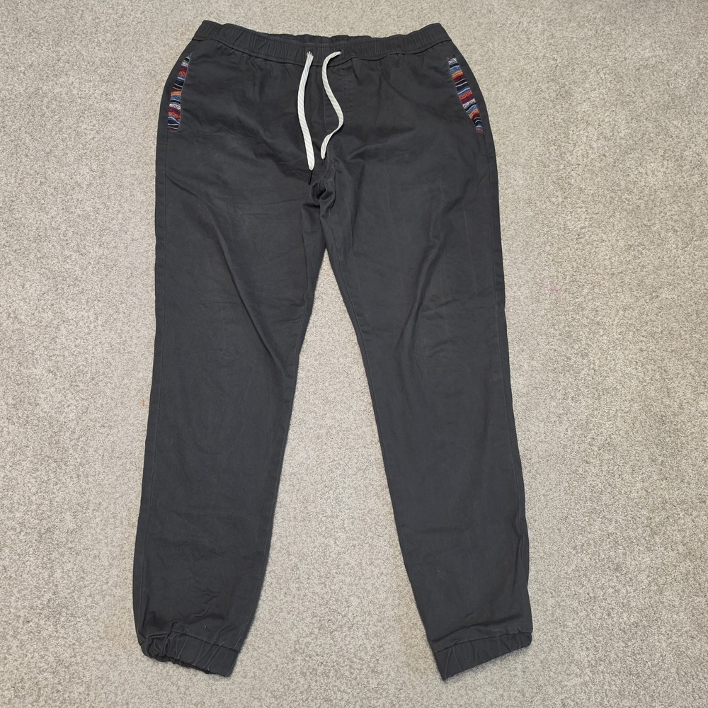 Wowie Jogger Pants Men's Size Large Gray Rambler Aztec Drawstring Stretch Canvas